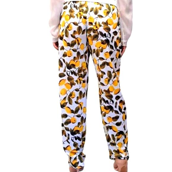 Solitaire Size Large Lemon Yellow Print Jogger Pant Pull On Beach  Pockets  #909 - Picture 2 of 10